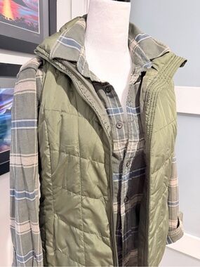 Lands End Olive Quilted Puffer Vest - Lightweight Fall Layer